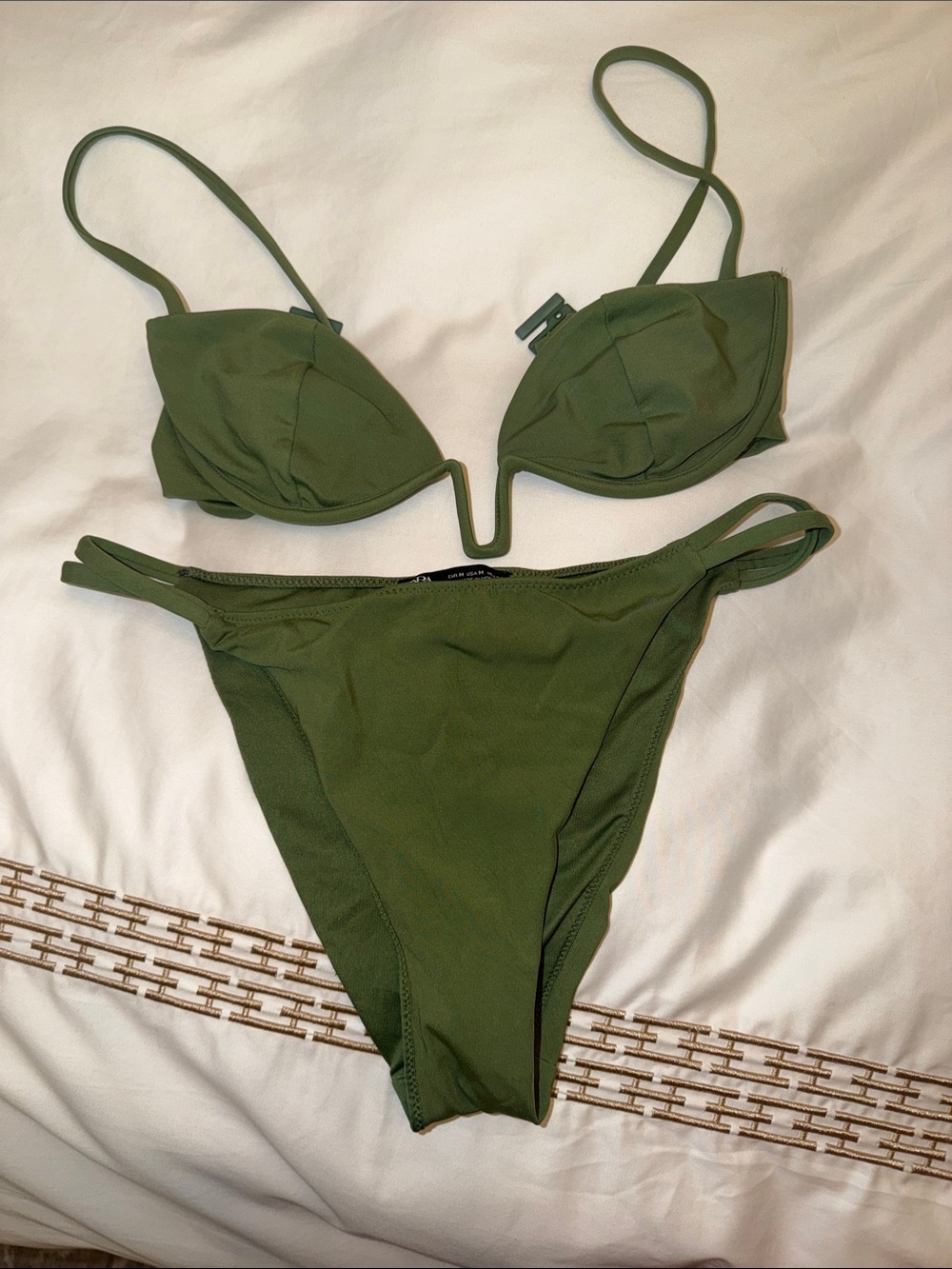 Zara Olive Green V-Wire Bikini Set